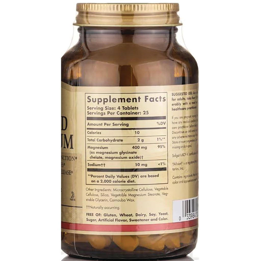 SLG358 | Back label showing Supplement Facts panel with serving size, magnesium 400 mg, nutrition facts and ingredients list - Thumbnail