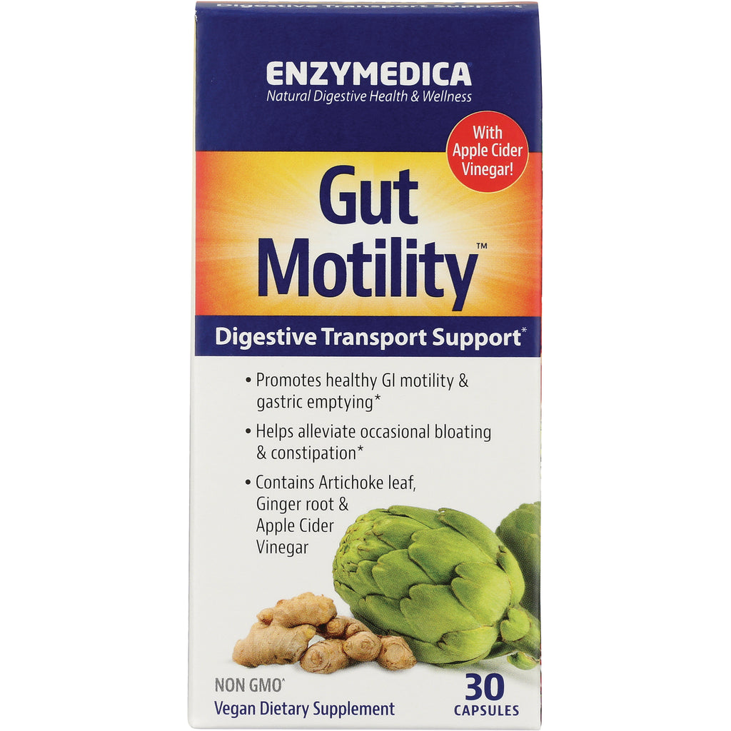EMD091 | ENZYMEDICA Gut Motility box, digestive transport support, artichoke and ginger images, 30 capsules, with apple cider vinegar - Thumbnail
