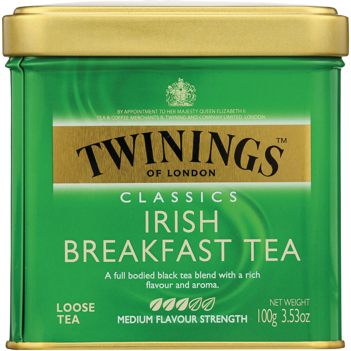 TWN025 | Twinings Classics Irish Breakfast Tea loose leaf tin, medium flavour strength, 100 g
