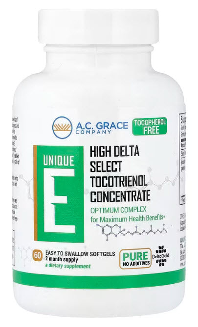 ACG009 | A.C. Grace Unique E High Delta Select Tocotrienol Concentrate, 60 softgels