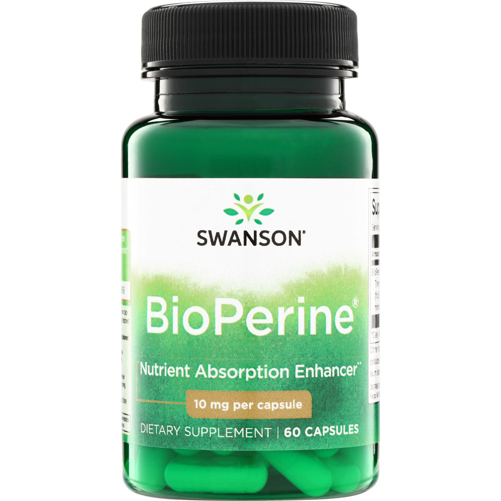 SWU308 | Swanson BioPerine, Nutrient Absorption Enhancer, 10 mg per capsule, 60 capsules bottle front - Thumbnail