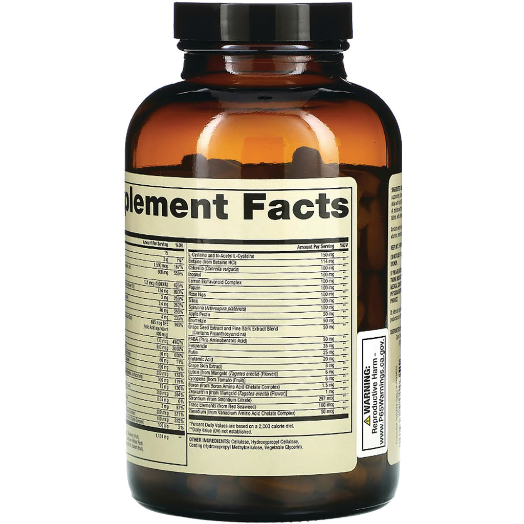 MRC086 | Amber supplement bottle back showing Supplement Facts nutrition panel and ingredient list - Thumbnail