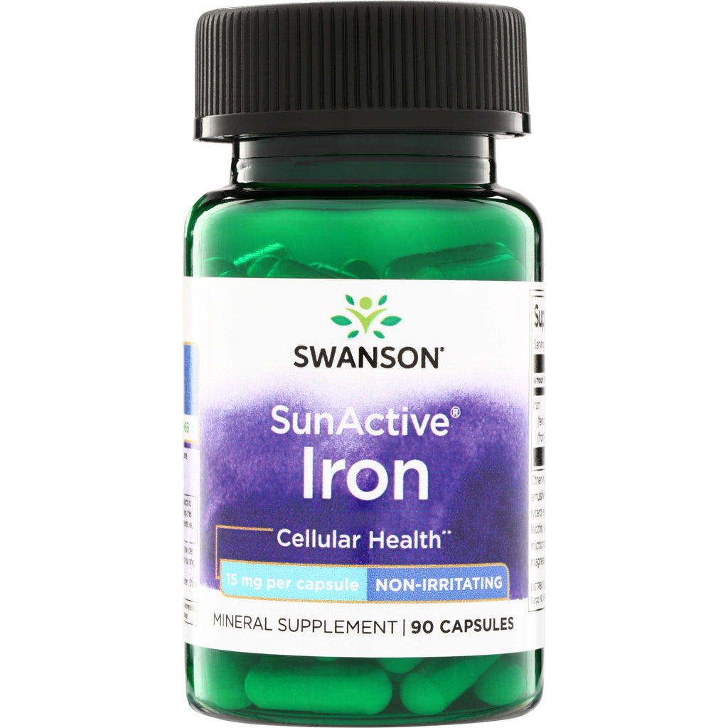 SWU298 | Swanson SunActive Iron for Cellular Health, 15 mg per capsule, non-irritating, 90 capsules - Thumbnail