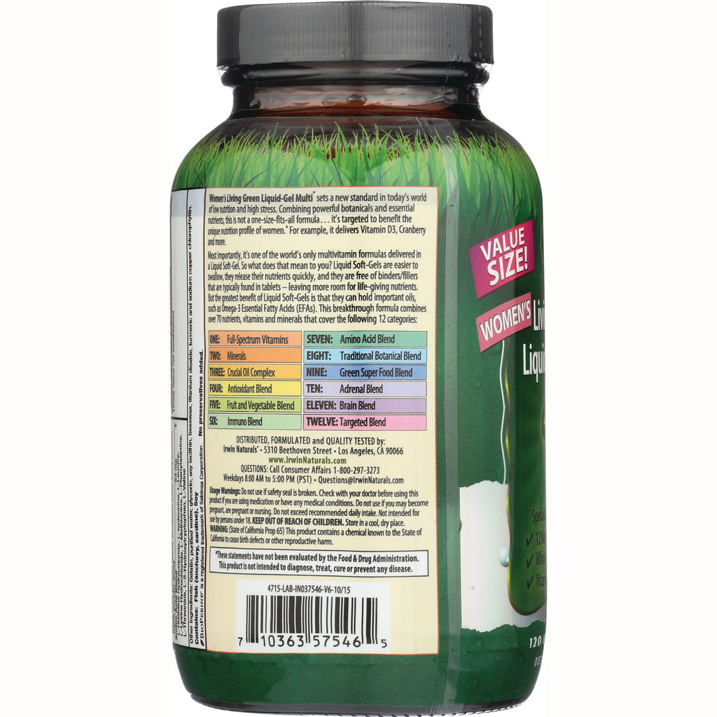 IR070 | back label of supplement bottle showing blend chart, ingredient and usage text, and barcode - Thumbnail