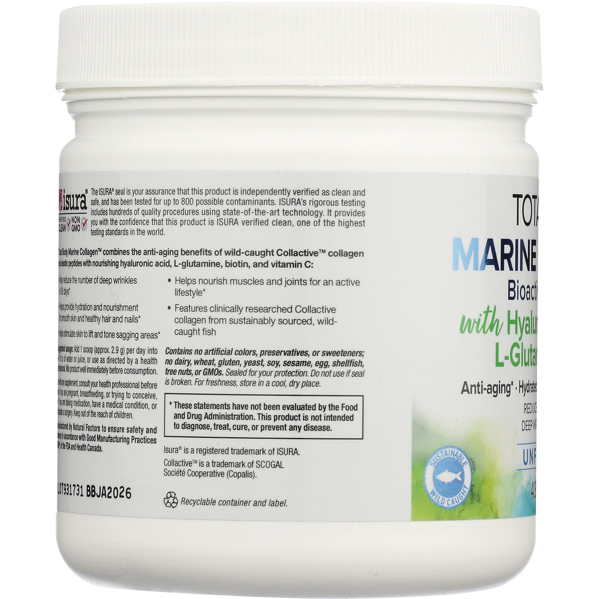 NFC202 | side label with product benefits, ingredient summary, and sustainable wild caught badge