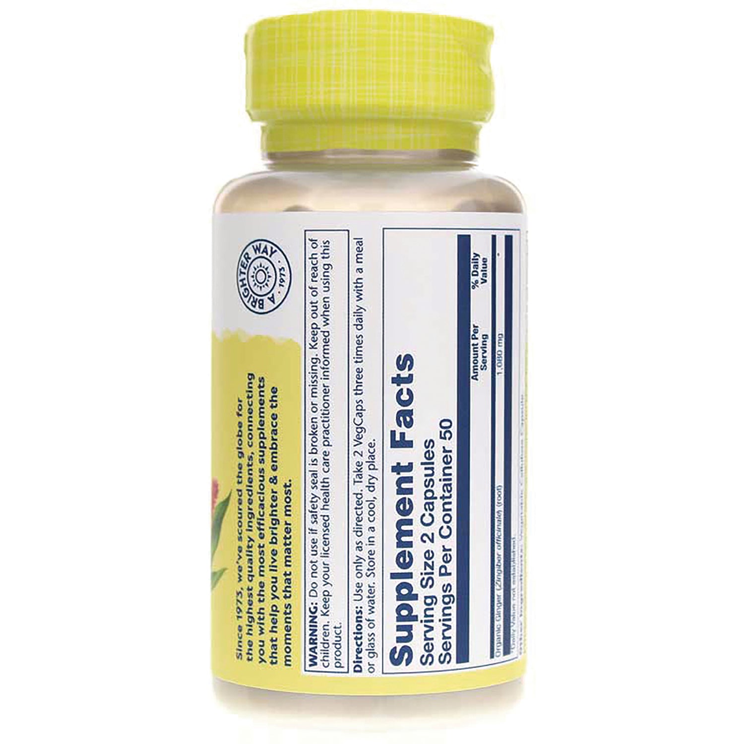 SLR390 | Back label with Supplement Facts, directions, and warning on bottle