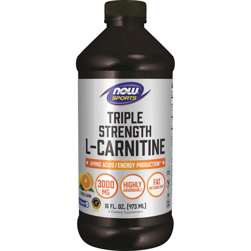 NWF761 | NOW Sports Triple Strength L-Carnitine 3000 mg liquid supplement, citrus flavor, 16 fl oz bottle - Thumbnail