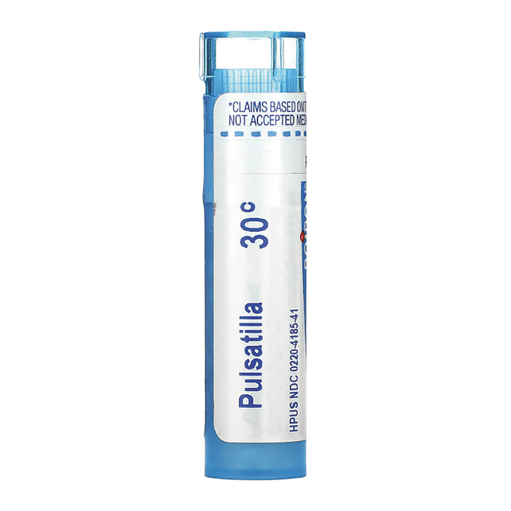 BRN067 | white and blue homeopathic vial labeled Pulsatilla 30C with blue cap - Thumbnail