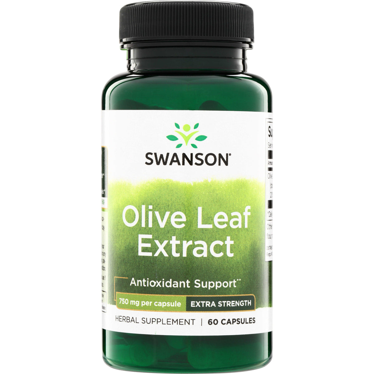 SWH139 | Swanson Olive Leaf Extract extra strength, 750 mg per capsule, 60 capsules herbal supplement; Antioxidant Support