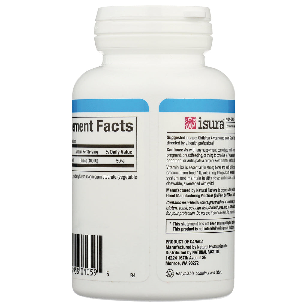 NFC126 | Back of white supplement bottle showing Supplement Facts panel, usage directions, and barcode - Thumbnail