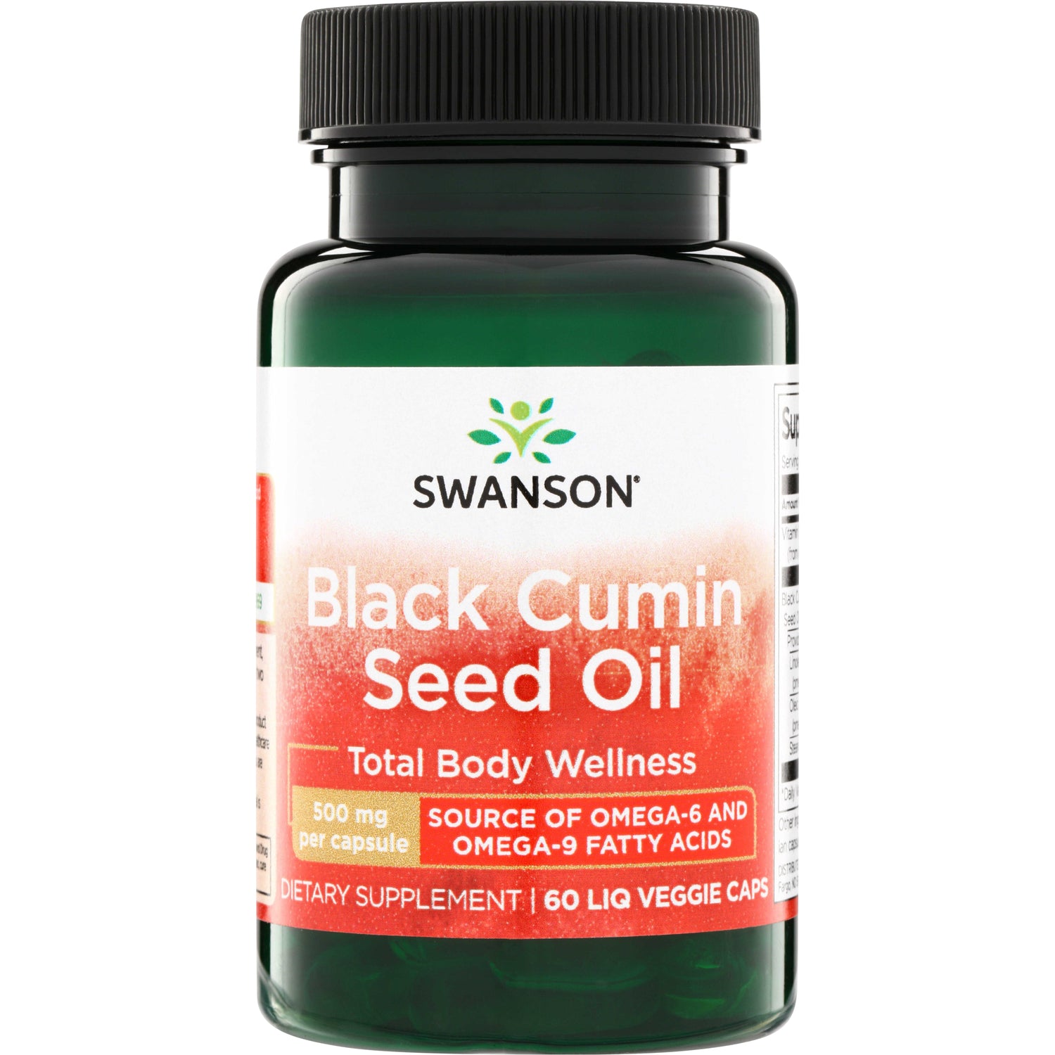 SWE063 | Swanson Black Cumin Seed Oil, 500 mg per capsule, 60 liquid veggie caps
