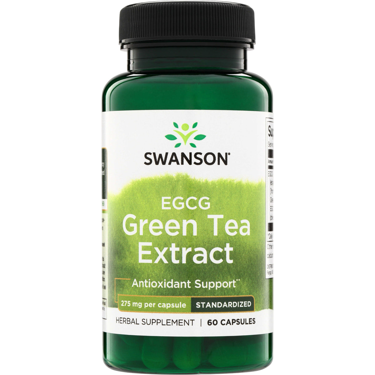SWU249 | Swanson EGCG Green Tea Extract supplement bottle, Antioxidant Support, 275 mg per capsule, 60 capsules