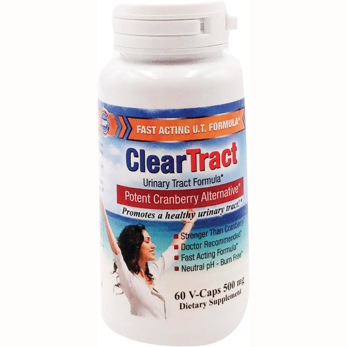 CLE001 | ClearTract urinary tract formula bottle labeled Potent Cranberry Alternative, 60 V-Caps dietary supplement