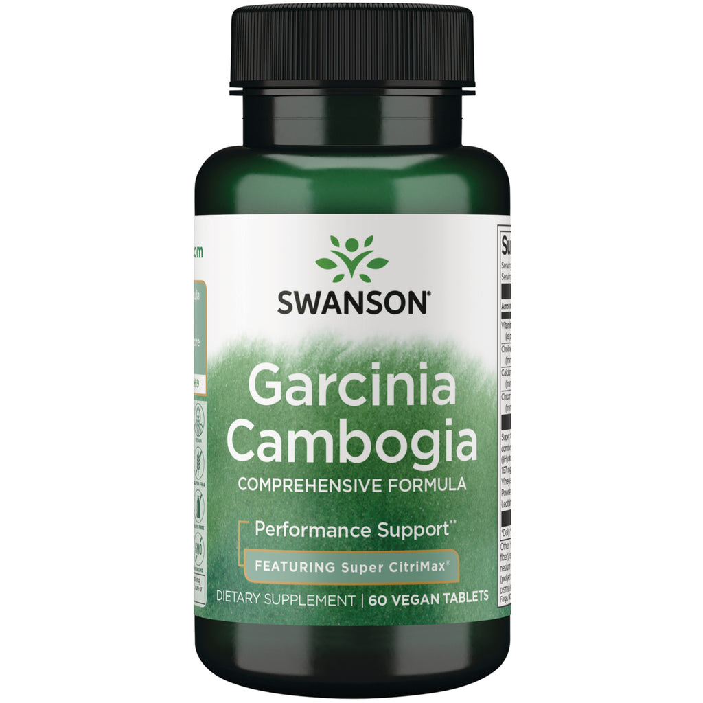 SWD095 | Swanson Garcinia Cambogia comprehensive formula supplement bottle front label featuring Super CitriMax, 60 vegan tablets - Thumbnail