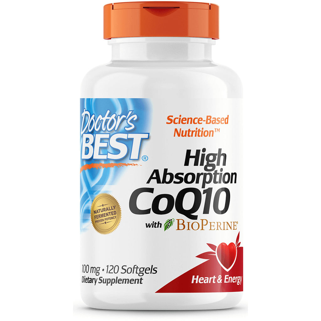 DB160 | Doctor's Best High Absorption CoQ10 bottle front 100 mg 120 softgels with BioPerine Heart & Energy - Thumbnail