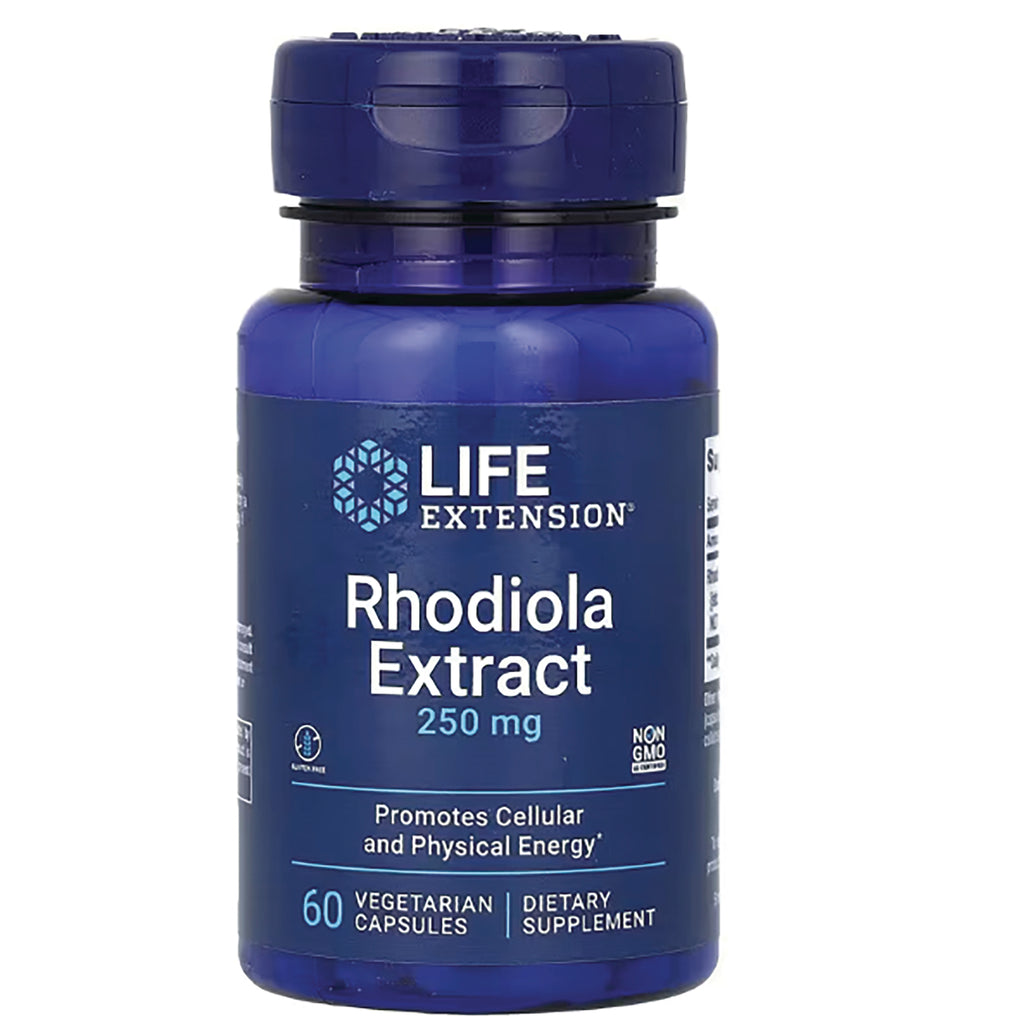 LE169 | Life Extension Rhodiola Extract 250 mg bottle, 60 vegetarian capsules dietary supplement - Thumbnail