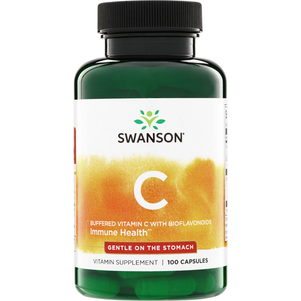 SW944 | Swanson Buffered Vitamin C with Bioflavonoids, Immune Health, Gentle on the Stomach, 100 Capsules bottle - Thumbnail