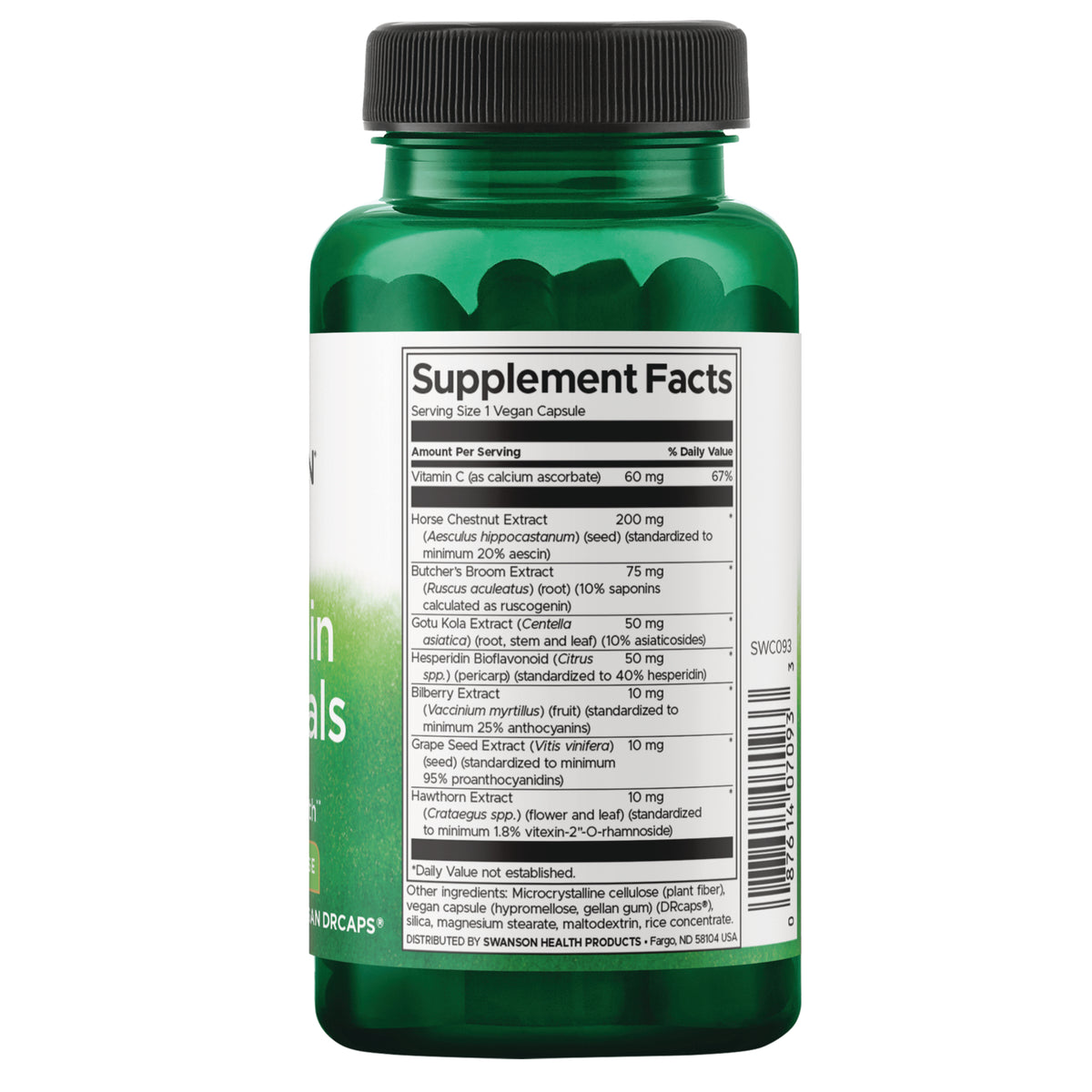 SWC093 | Back label with supplement facts and serving information