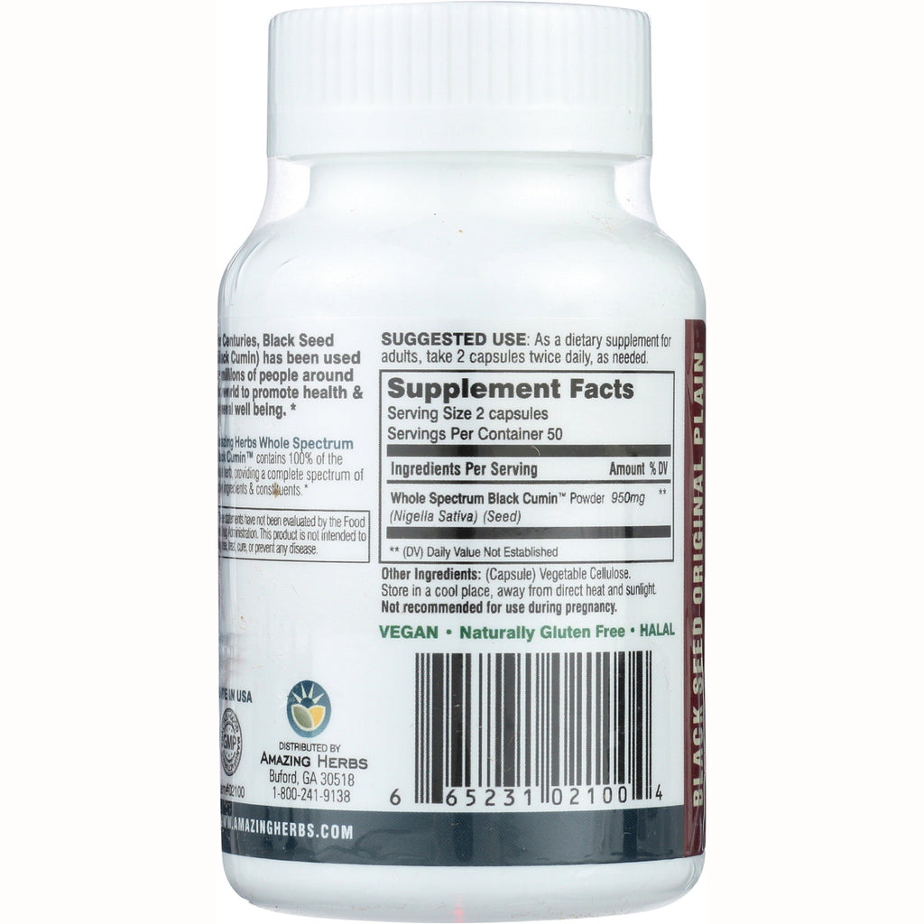 AZH001 | Back of white supplement bottle showing Supplement Facts panel, ingredients, barcode and vegan label - Thumbnail