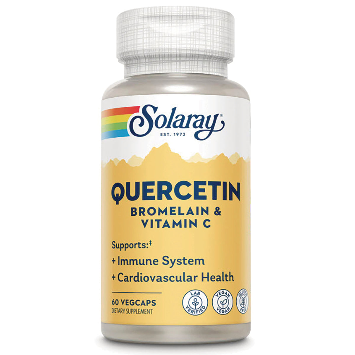 SLR468 | Solaray Quercetin Bromelain & Vitamin C, 60 VegCaps dietary supplement bottle front label