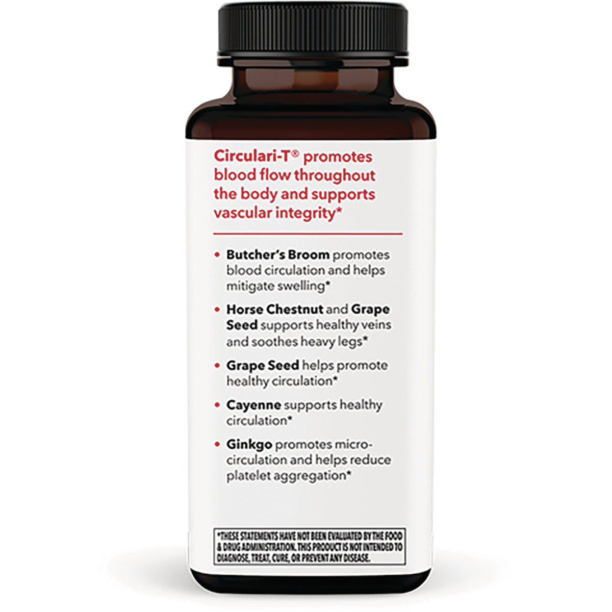 LSS002 | vertical product infographic on bottle listing circulation-supporting ingredients and benefits