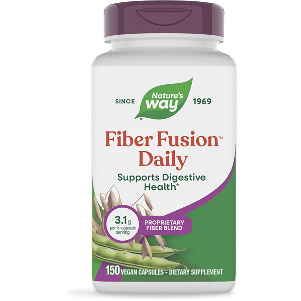 ET272 | Nature's Way Fiber Fusion Daily supplement bottle front label showing 150 vegan capsules plant powered - Thumbnail