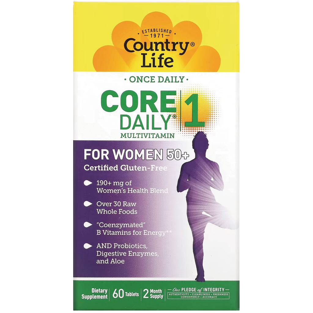 Country Life CORE Daily 1 multivitamin for women 50+ box showing label with benefits and 60 tablets two month supply - Thumbnail