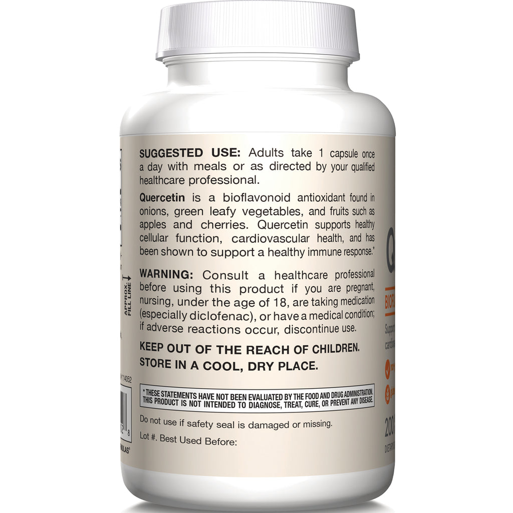 JR206 | Back label showing suggested use, quercetin description, warning, and storage instructions - Thumbnail