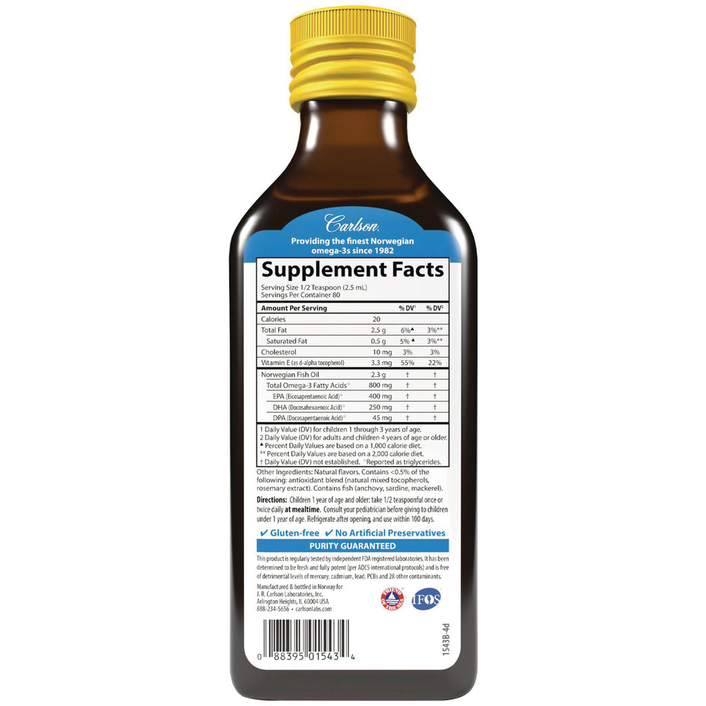 CSN032 | back of brown bottle with Supplement Facts label showing nutrition table and directions - Thumbnail
