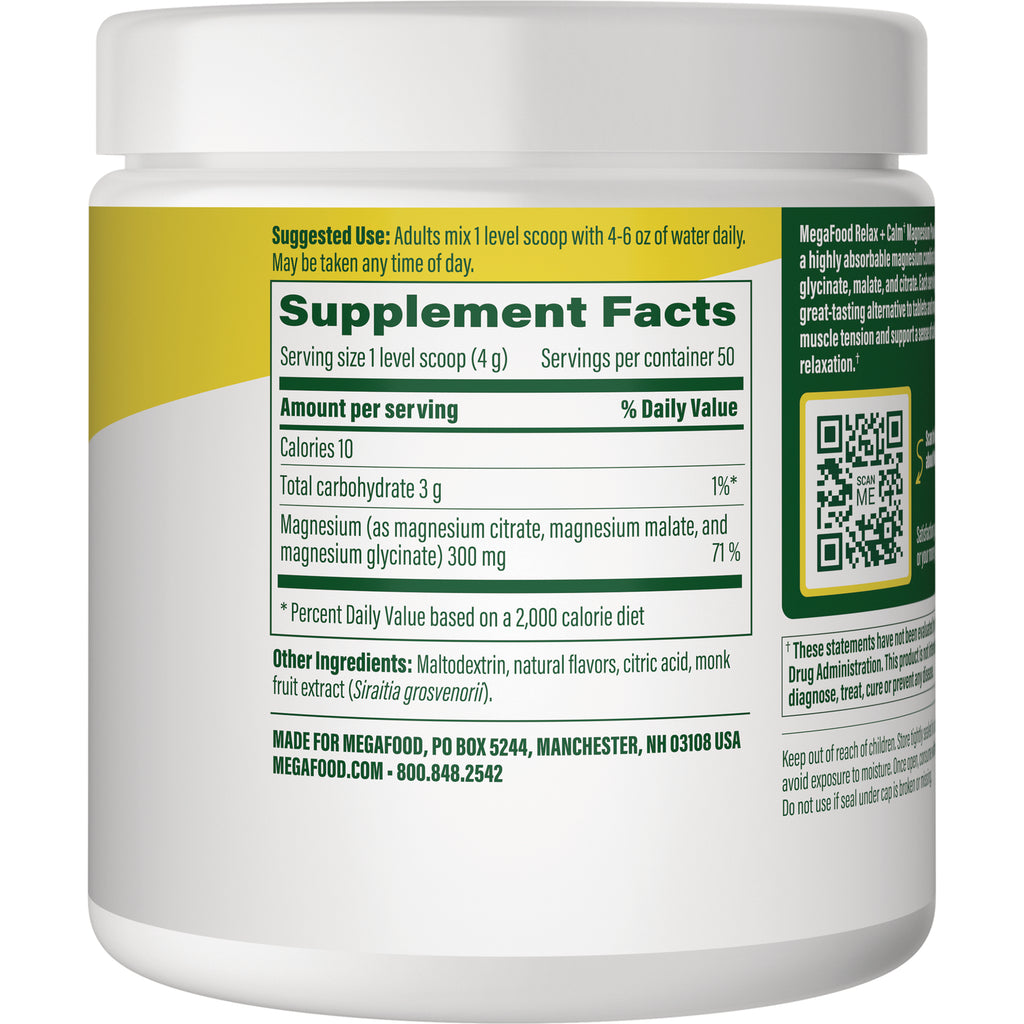 MGF129 | Back label showing Supplement Facts panel with serving size, magnesium 300 mg, and other ingredients on white jar - Thumbnail