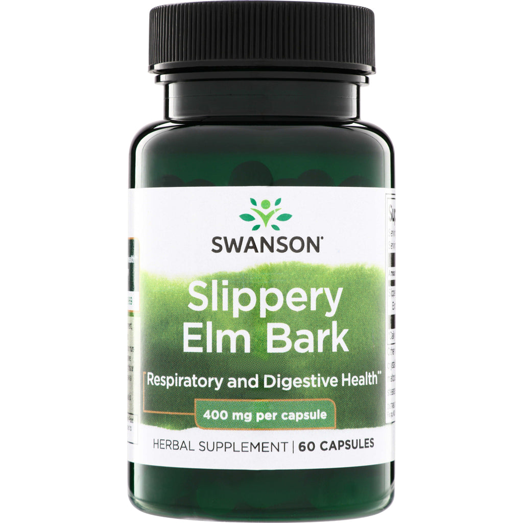 SW1911 | Swanson Slippery Elm Bark, Respiratory and Digestive Health, 400 mg per capsule, 60 capsules - Thumbnail