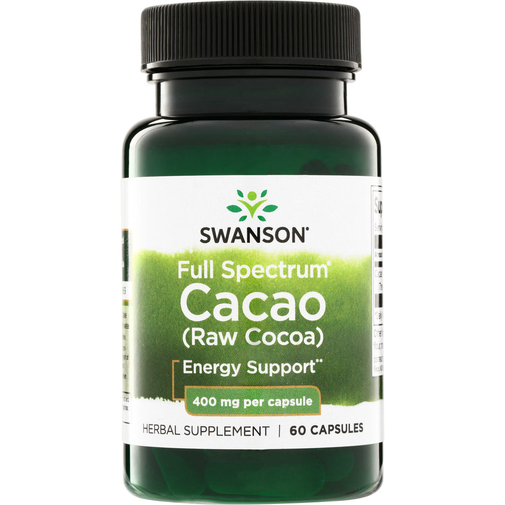 SW1257 | Swanson Full Spectrum Cacao (Raw Cocoa) Energy Support, 400 mg per capsule, 60 capsules - Thumbnail