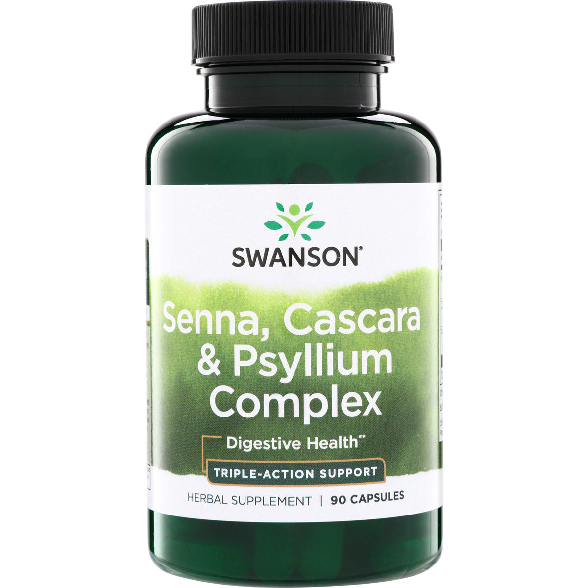 SW1137 | Swanson Senna, Cascara & Psyllium Complex supplement bottle, Digestive Health, 90 capsules