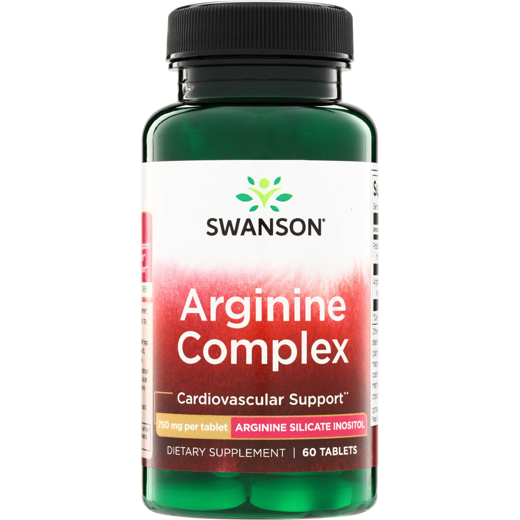 SWU903 | Swanson Arginine Complex bottle, Cardiovascular Support, 750 mg per tablet, 60 tablets - Thumbnail