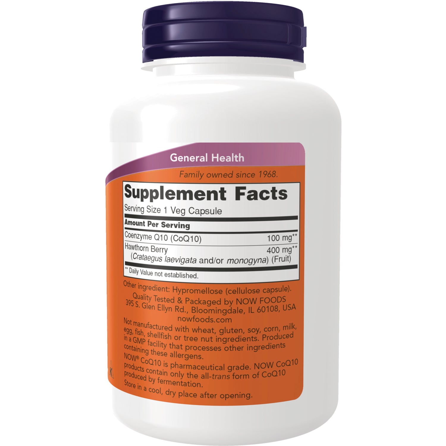 NWF1043 | Back of white supplement bottle showing Supplement Facts label, serving size, ingredients and warnings