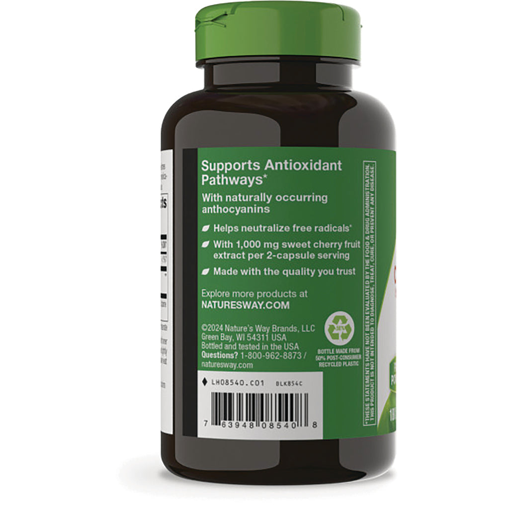 ET378 | Back of dark supplement bottle showing green label with Supports Antioxidant Pathways text, ingredient highlights and barcode - Thumbnail