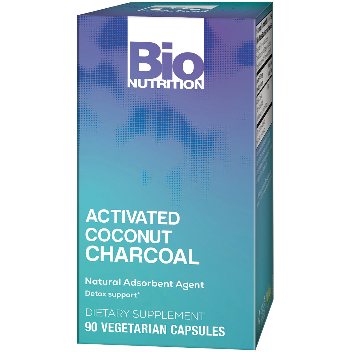 BNN060 | Bio Nutrition Activated Coconut Charcoal dietary supplement front packaging, 90 vegetarian capsules