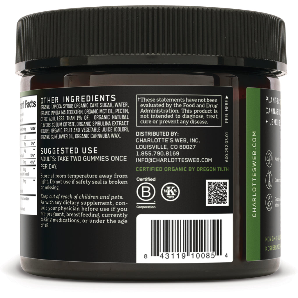 CHW015 | Back label of brown jar showing ingredients, suggested use, distributor info, certifications, and barcode - Thumbnail