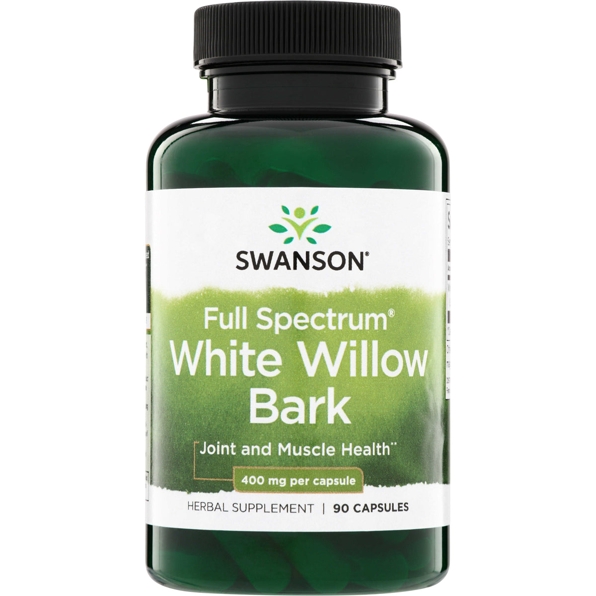 SW1356 | Swanson Full Spectrum White Willow Bark, Joint and Muscle Health, 400 mg per capsule, 90 capsules