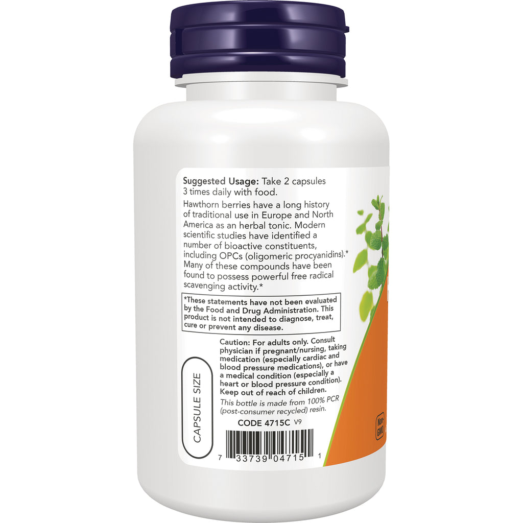 NWF550 | Back label of white supplement bottle showing suggested usage, cautions, capsule size label and barcode - Thumbnail