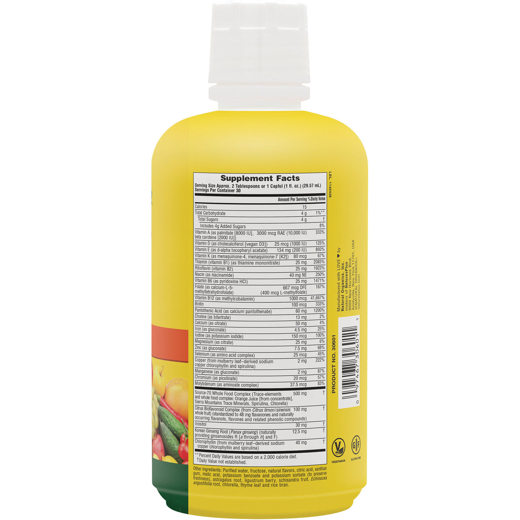 NTP051 | Back of yellow supplement bottle showing Supplement Facts nutrition panel and barcode - Thumbnail