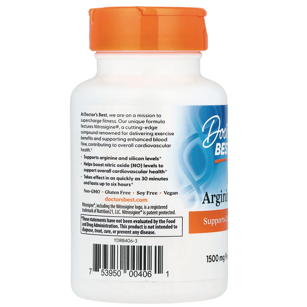DB289 | Back label of white supplement bottle showing product claims, barcode, and orange cap - Thumbnail