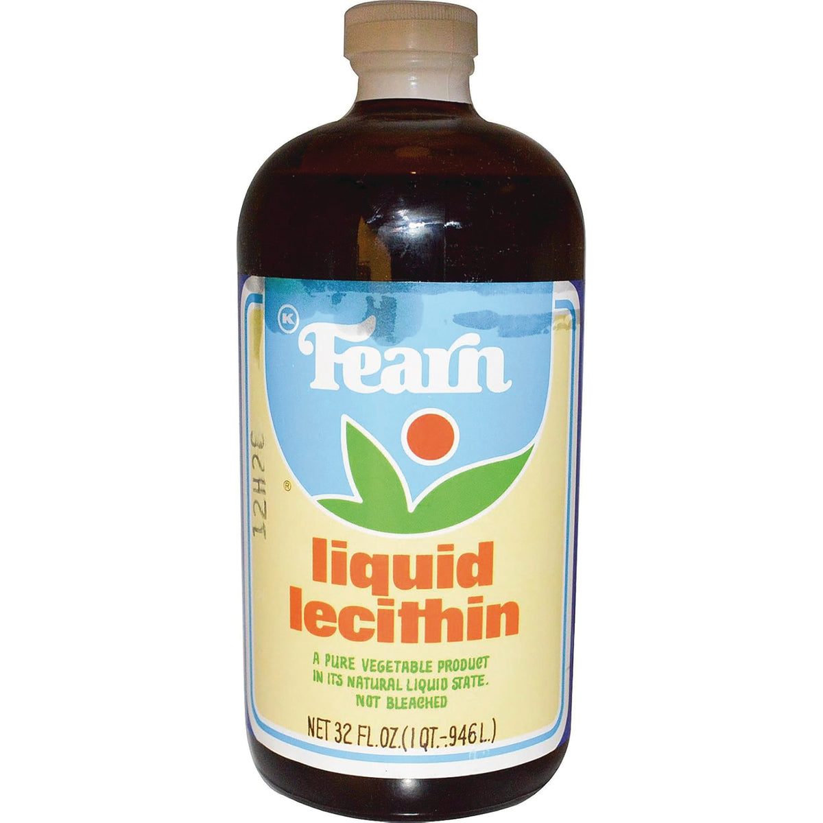 FRN002 | Bottle labeled Fearn liquid lecithin 32 fl oz, brown bottle with beige cap