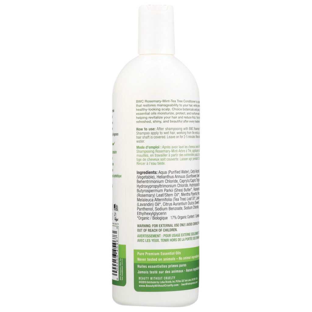 BWC095 | Back of white conditioner bottle showing ingredients, usage directions and barcode - Thumbnail