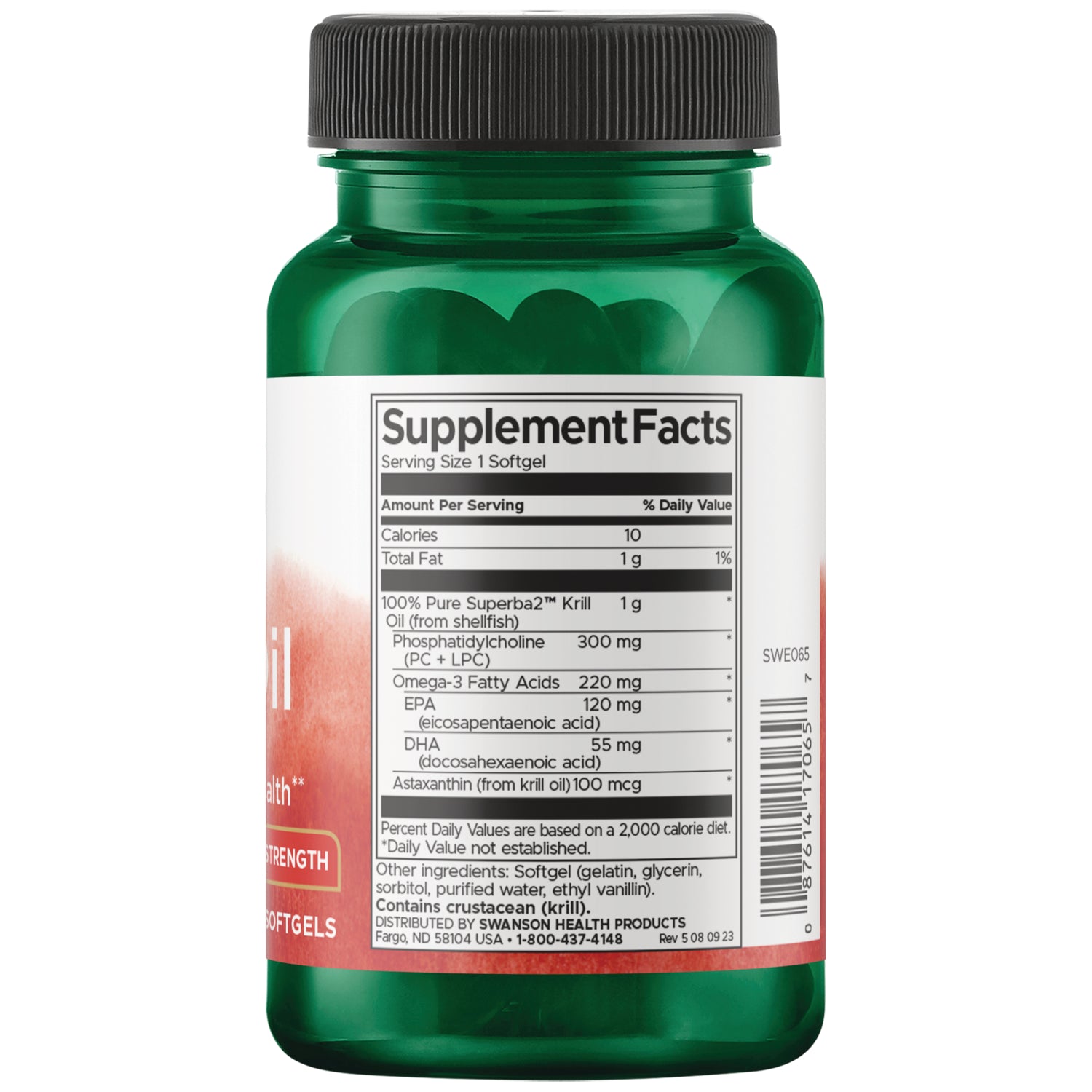SWE065 | Swanson Krill Oil, Heart and Brain Health, Maximum Strength, 1 gram per softgel, 30 softgels
