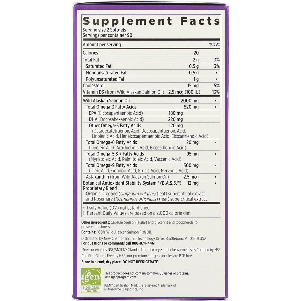 NWC209 | Supplement Facts panel showing serving size, omega-3 amounts, ingredients and other back-of-box text - Thumbnail
