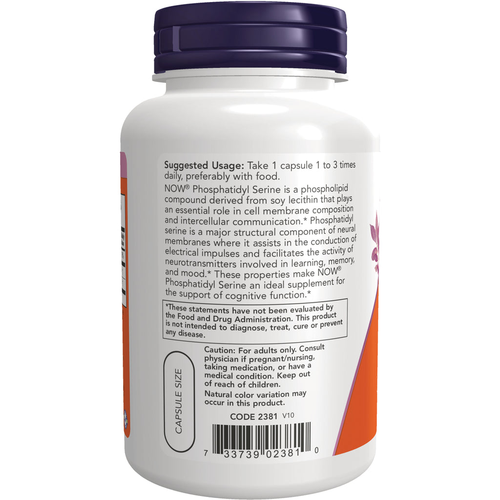 NWF1077 | Back of white supplement bottle showing suggested usage text, caution box, capsule size graphic and barcode - Thumbnail