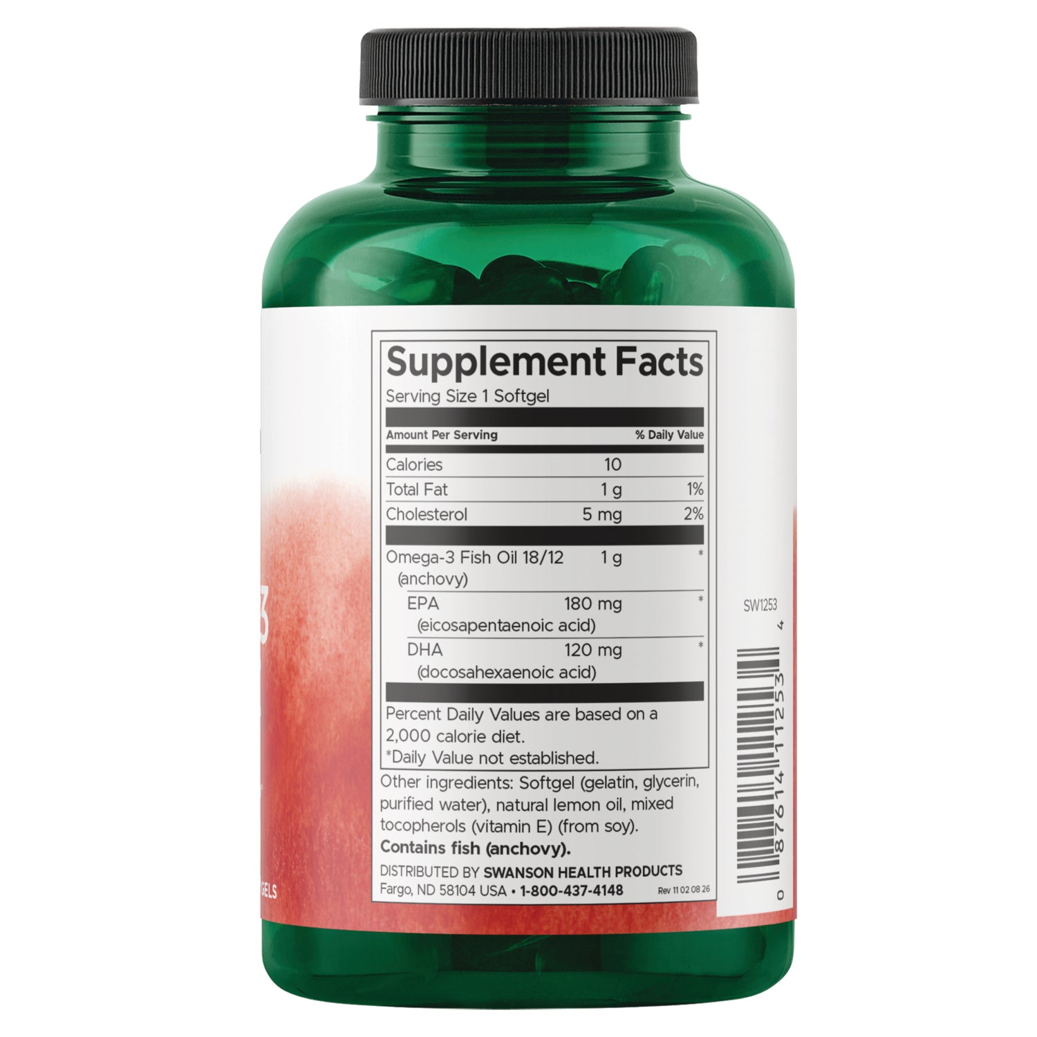 SW1253 | Back label with supplement facts and serving information