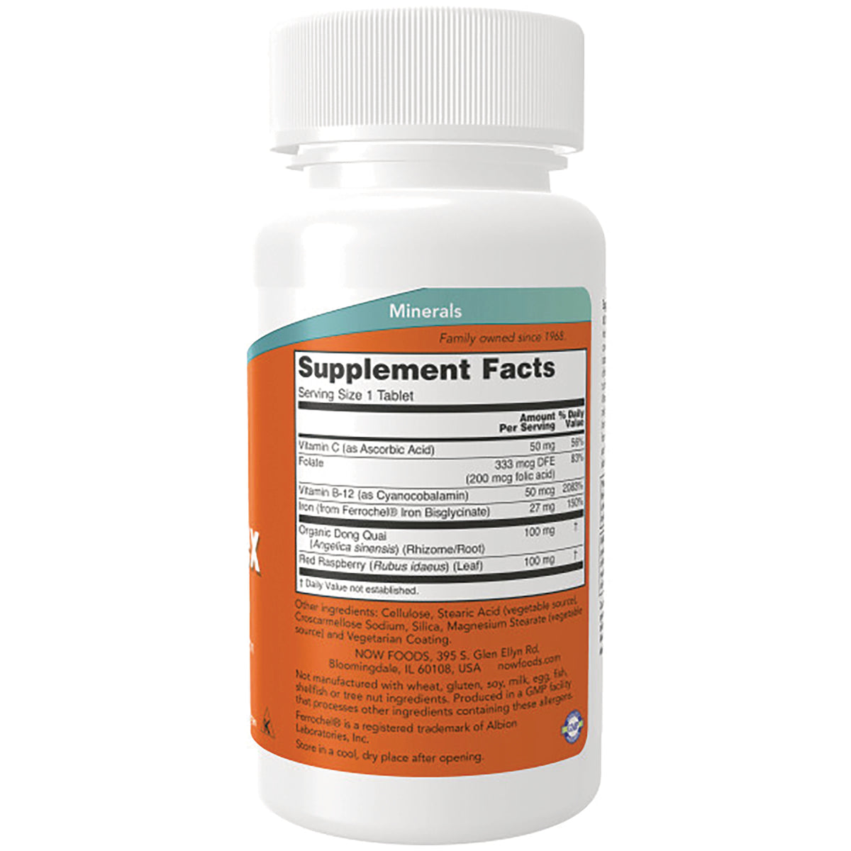 NWF757 | back of white supplement bottle showing Supplement Facts label and ingredient text
