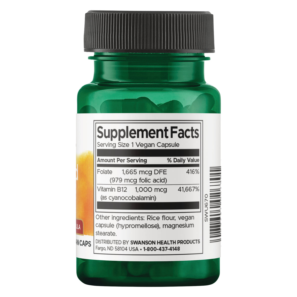 SWU670 | Supplement Facts label: serving size 1 veggie capsule
